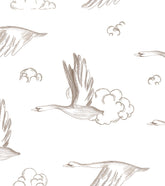 NATURAL - Papier peint oies et nuages sépia